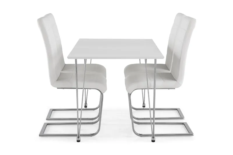 Kronblom Matgrupp 120 cm med 4 Cibus Stol - Vit/Krom/Vit PU - Möbler - Bord & matgrupp - Matgrupp