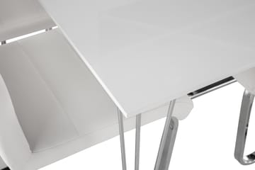 Kronblom Matgrupp 120 cm med 4 Cibus Stol - Vit/Krom/Vit PU - Möbler - Bord & matgrupp - Matgrupp