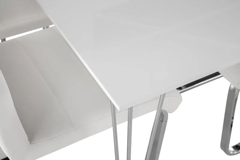 Kronblom Matgrupp 120 cm med 4 Cibus Stol - Vit/Krom/Vit PU - Möbler - Bord & matgrupp - Matgrupp