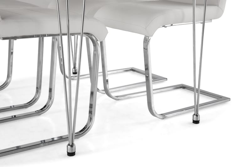 Kronblom Matgrupp 120 cm med 4 Cibus Stol - Vit/Krom/Vit PU - Möbler - Bord & matgrupp - Matgrupp