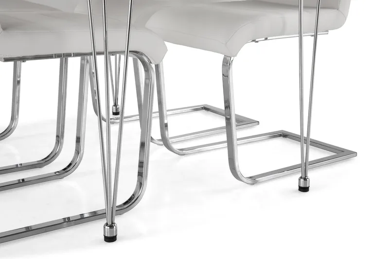 Kronblom Matgrupp 120 cm med 4 Cibus Stol - Vit/Krom/Vit PU - Möbler - Bord & matgrupp - Matgrupp