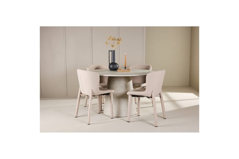 Matgrupp Lanzo Runt 120 cm Beige med 4st Astoria Stolar Beige - Beige - Möbler - Bord & matgrupp - Matgrupp