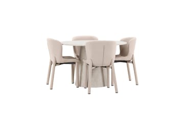 Matgrupp Lanzo Runt 120 cm Beige med 4st Astoria Stolar Beige - Beige - Möbler - Bord & matgrupp - Matgrupp