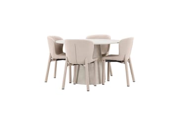 Matgrupp Lanzo Runt 120 cm Beige med 4st Astoria Stolar Beige - Beige - Möbler - Bord & matgrupp - Matgrupp
