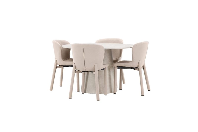 Matgrupp Lanzo Runt 120 cm Beige med 4st Astoria Stolar Beige - Beige - Möbler - Bord & matgrupp - Matgrupp