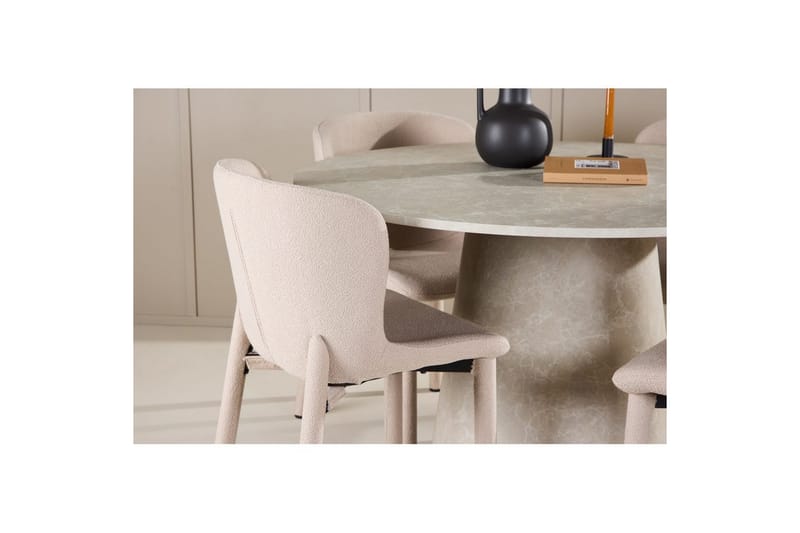 Matgrupp Lanzo Runt 120 cm Beige med 4st Astoria Stolar Beige - Beige - Möbler - Bord & matgrupp - Matgrupp