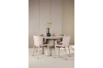 Matgrupp Lanzo Runt 120 cm Beige med 4st Astoria Stolar Beige - Beige - Möbler - Bord & matgrupp - Matgrupp