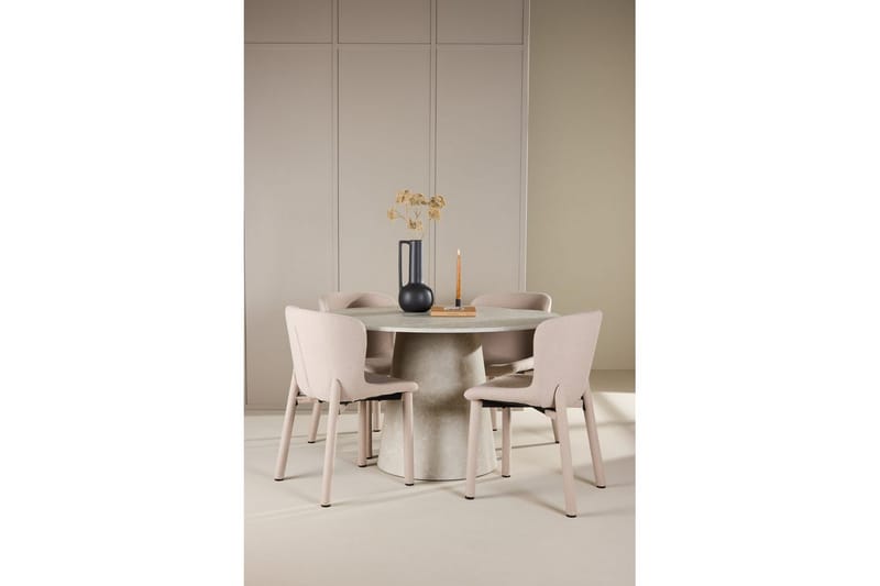 Matgrupp Lanzo Runt 120 cm Beige med 4st Astoria Stolar Beige - Beige - Möbler - Bord & matgrupp - Matgrupp