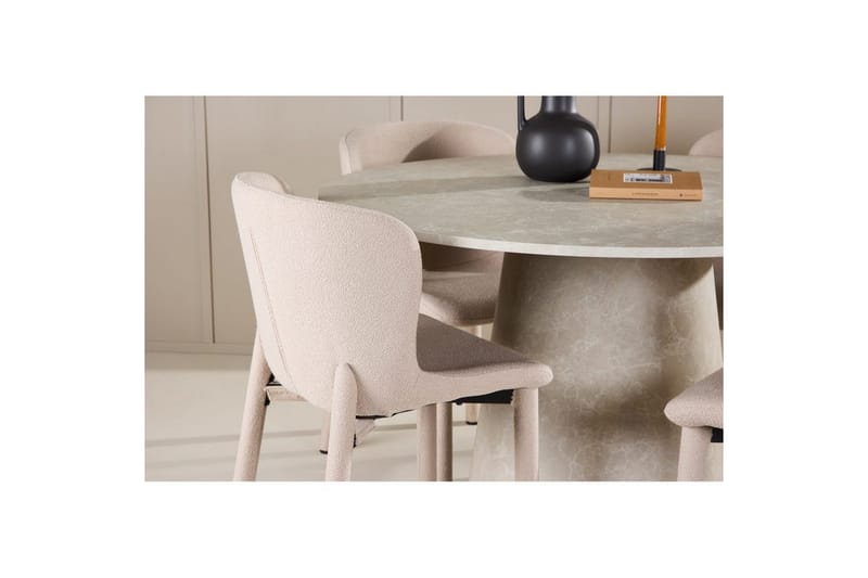 Matgrupp Lanzo Runt 120 cm Beige med 4st Astoria Stolar Beige - Beige - Möbler - Bord & matgrupp - Matgrupp