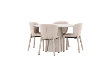 Matgrupp Lanzo Runt 120 cm Beige med 4st Astoria Stolar Beige - Beige - Möbler - Bord & matgrupp - Matgrupp