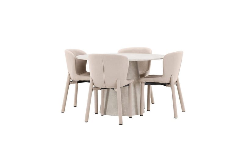 Matgrupp Lanzo Runt 120 cm Beige med 4st Astoria Stolar Beige - Beige - Möbler - Bord & matgrupp - Matgrupp