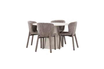 Matgrupp Lanzo Runt 120 cm Beige med 4st Astoria Stolar Brun - Brun - Möbler - Bord & matgrupp - Matgrupp