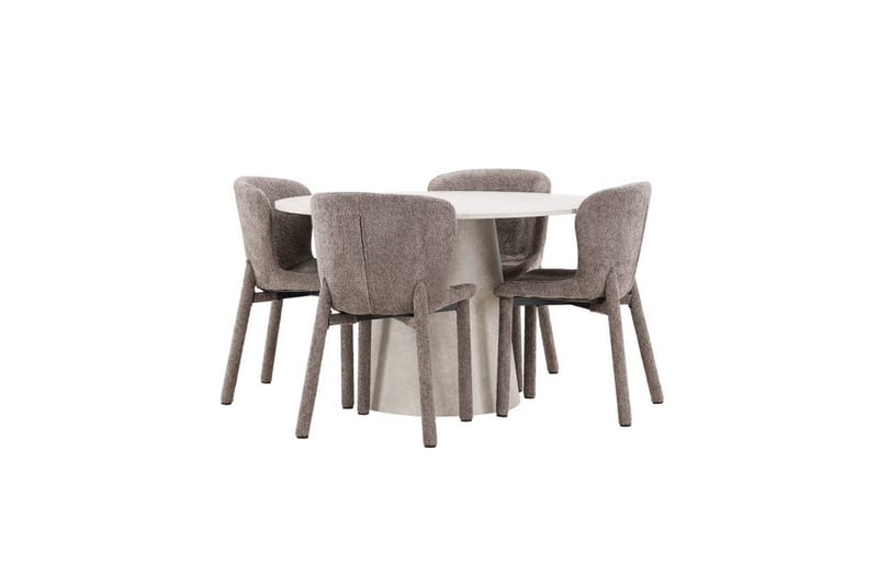 Matgrupp Lanzo Runt 120 cm Beige med 4st Astoria Stolar Brun - Brun - Möbler - Bord & matgrupp - Matgrupp