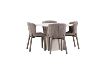 Matgrupp Lanzo Runt 120 cm Beige med 4st Astoria Stolar Brun - Brun - Möbler - Bord & matgrupp - Matgrupp