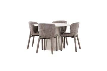 Matgrupp Lanzo Runt 120 cm Beige med 4st Astoria Stolar Brun - Brun - Möbler - Bord & matgrupp - Matgrupp