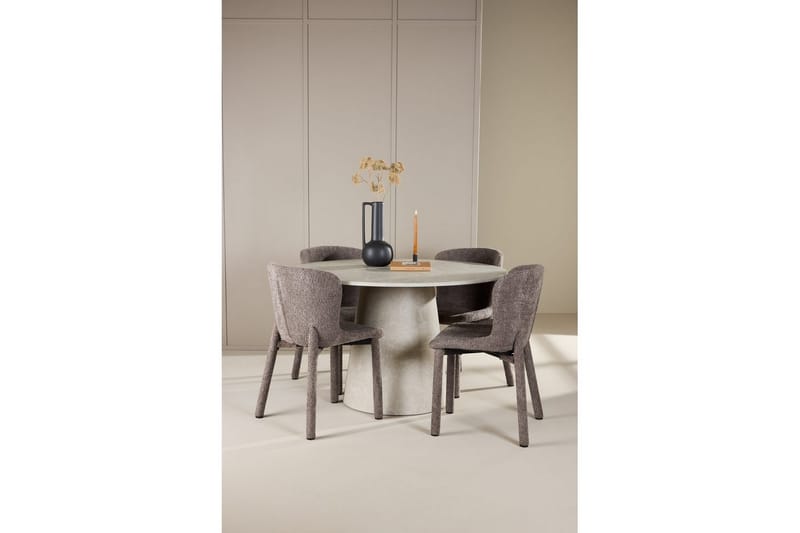 Matgrupp Lanzo Runt 120 cm Beige med 4st Astoria Stolar Brun - Brun - Möbler - Bord & matgrupp - Matgrupp