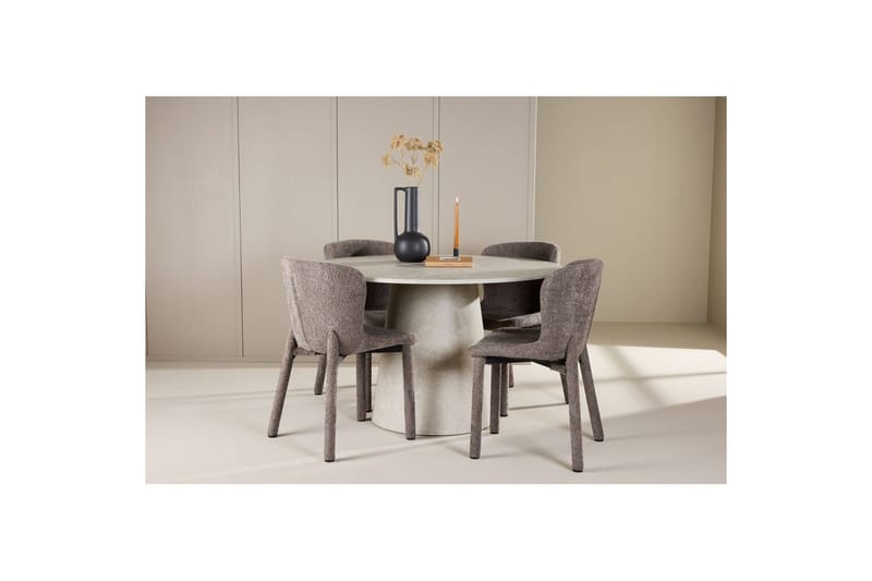 Matgrupp Lanzo Runt 120 cm Beige med 4st Astoria Stolar Brun - Brun - Möbler - Bord & matgrupp - Matgrupp