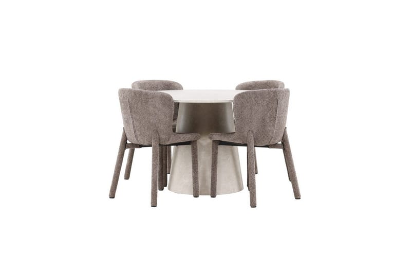 Matgrupp Lanzo Runt 120 cm Beige med 4st Astoria Stolar Brun, Brun