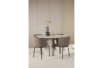 Matgrupp Lanzo Runt 120 cm Beige med 4st Edina Stolar Svart / Brun - Svart / Brun - Möbler - Bord & matgrupp - Matgrupp