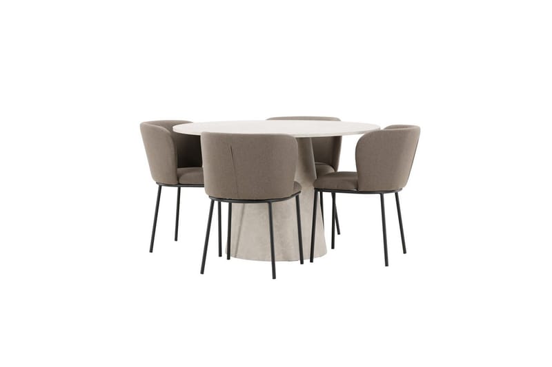 Matgrupp Lanzo Runt 120 cm Beige med 4st Edina Stolar Svart / Brun - Svart / Brun - Möbler - Bord & matgrupp - Matgrupp
