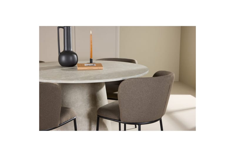 Matgrupp Lanzo Runt 120 cm Beige med 4st Edina Stolar Svart / Brun - Svart / Brun - Möbler - Bord & matgrupp - Matgrupp