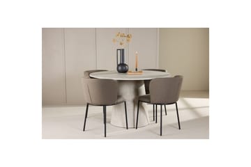 Matgrupp Lanzo Runt 120 cm Beige med 4st Edina Stolar Svart / Brun - Svart / Brun - Möbler - Bord & matgrupp - Matgrupp