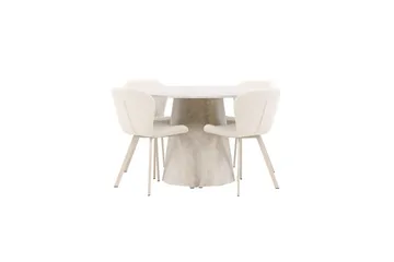 Matgrupp Lanzo Runt 120 cm med 4st Lilja Stolar Beige - Beige - Möbler - Bord & matgrupp - Matgrupp