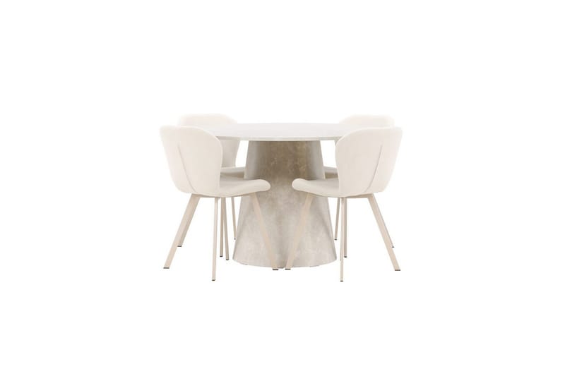 Matgrupp Lanzo Runt 120 cm med 4st Lilja Stolar Beige - Beige - Möbler - Bord & matgrupp - Matgrupp