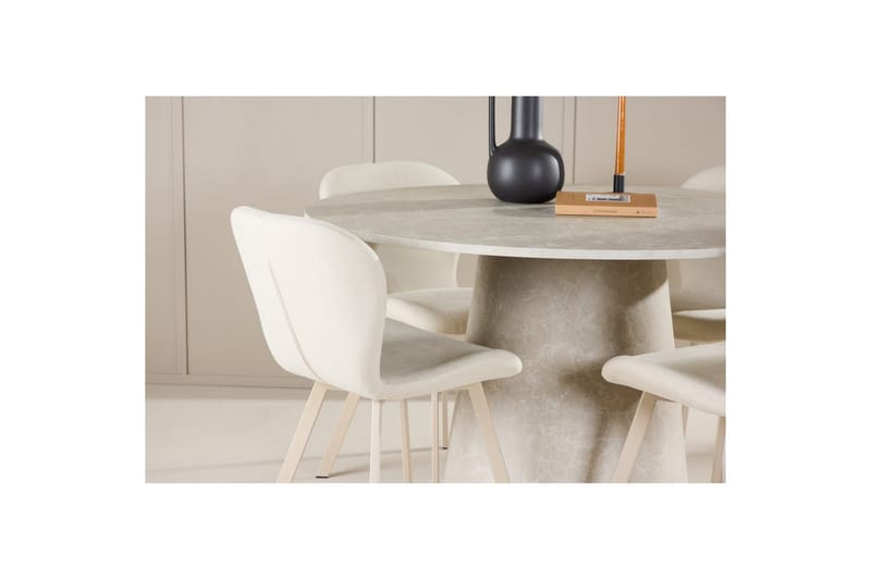Matgrupp Lanzo Runt 120 cm med 4st Lilja Stolar Beige - Beige - Möbler - Bord & matgrupp - Matgrupp