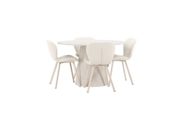 Matgrupp Lanzo Runt 120 cm med 4st Lilja Stolar Beige - Beige - Möbler - Bord & matgrupp - Matgrupp