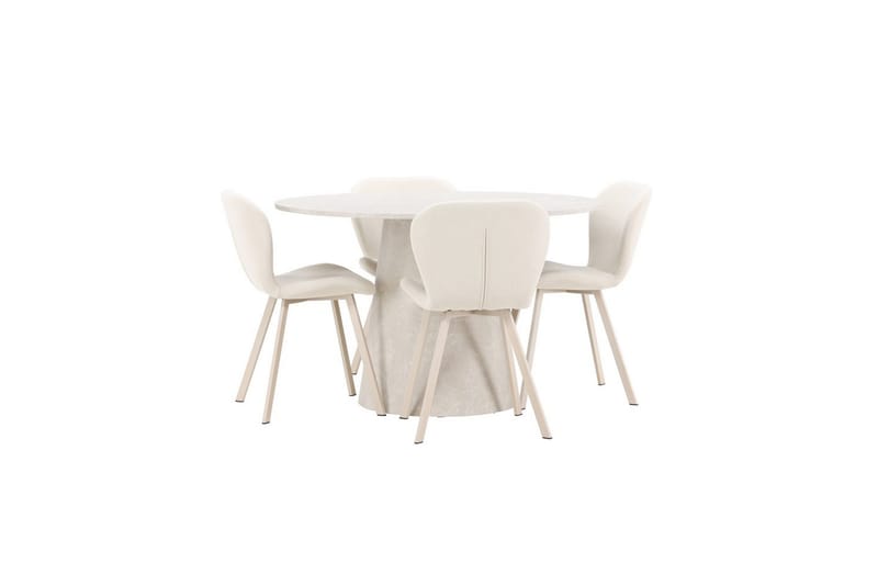 Matgrupp Lanzo Runt 120 cm med 4st Lilja Stolar Beige - Beige - Möbler - Bord & matgrupp - Matgrupp