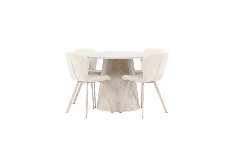 Matgrupp Lanzo Runt 120 cm med 4st Lilja Stolar Beige - Beige - Möbler - Bord & matgrupp - Matgrupp
