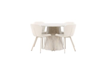 Matgrupp Lanzo Runt 120 cm med 4st Lilja Stolar Beige - Beige - Möbler - Bord & matgrupp - Matgrupp