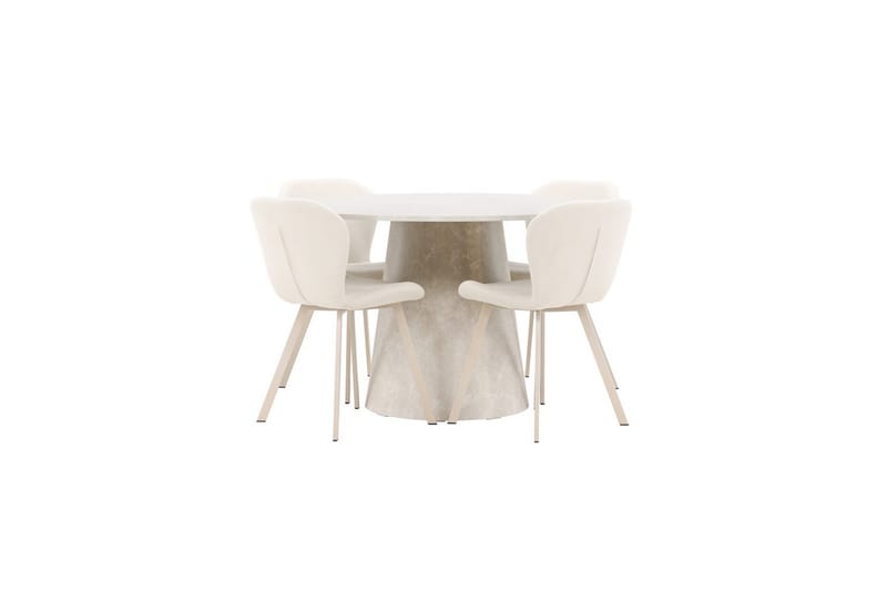 Matgrupp Lanzo Runt 120 cm med 4st Lilja Stolar Beige - Beige - Möbler - Bord & matgrupp - Matgrupp