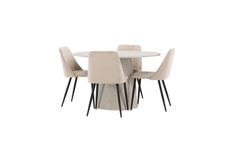 Matgrupp Lanzo Runt 120 cm med 4st Night Stolar Beige - Beige - Möbler - Bord & matgrupp - Matgrupp