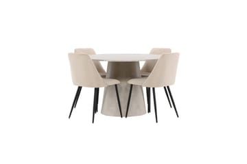 Matgrupp Lanzo Runt 120 cm med 4st Night Stolar Beige - Beige - Möbler - Bord & matgrupp - Matgrupp