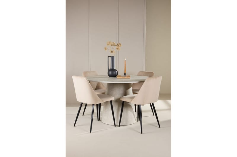 Matgrupp Lanzo Runt 120 cm med 4st Night Stolar Beige - Beige - Möbler - Bord & matgrupp - Matgrupp