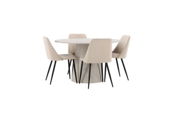 Matgrupp Lanzo Runt 120 cm med 4st Night Stolar Beige - Beige - Möbler - Bord & matgrupp - Matgrupp