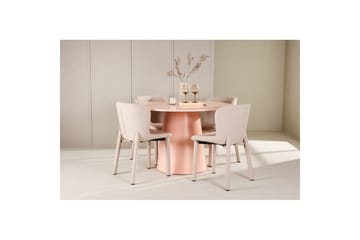 Matgrupp Lanzo Runt 120 cm Rosa med 4st Astoria Stolar Beige - Beige - Möbler - Bord & matgrupp - Matgrupp