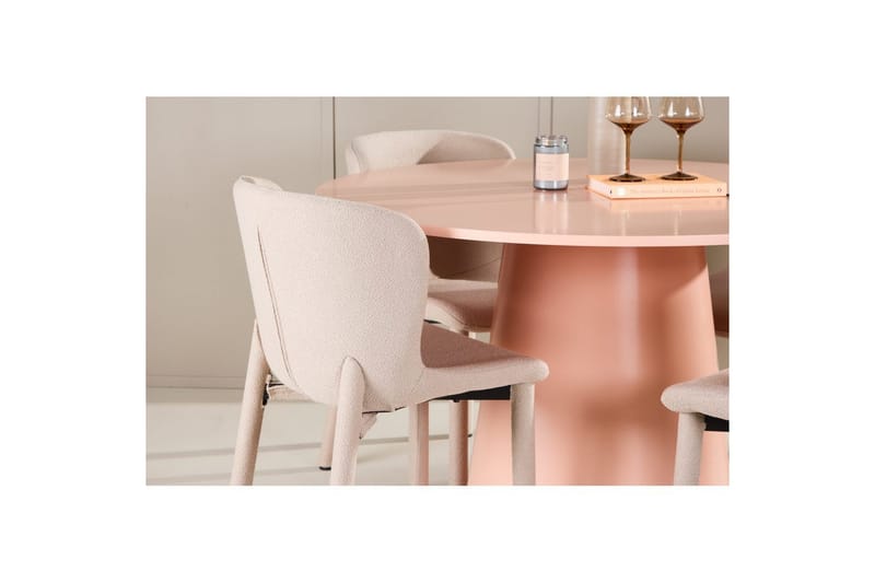 Matgrupp Lanzo Runt 120 cm Rosa med 4st Astoria Stolar Beige - Beige - Möbler - Bord & matgrupp - Matgrupp