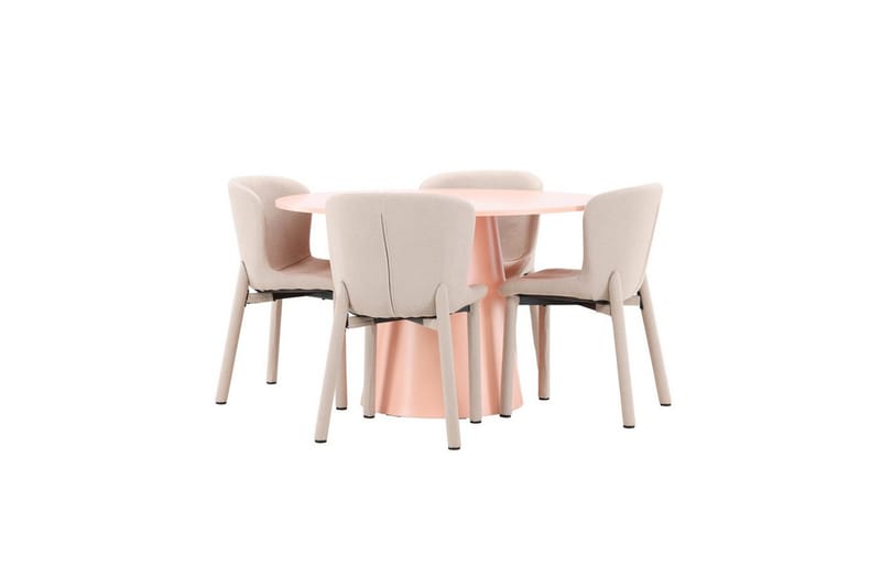 Matgrupp Lanzo Runt 120 cm Rosa med 4st Astoria Stolar Beige - Beige - Möbler - Bord & matgrupp - Matgrupp