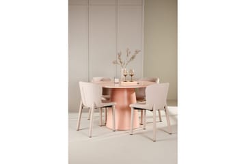 Matgrupp Lanzo Runt 120 cm Rosa med 4st Astoria Stolar Beige - Beige - Möbler - Bord & matgrupp - Matgrupp