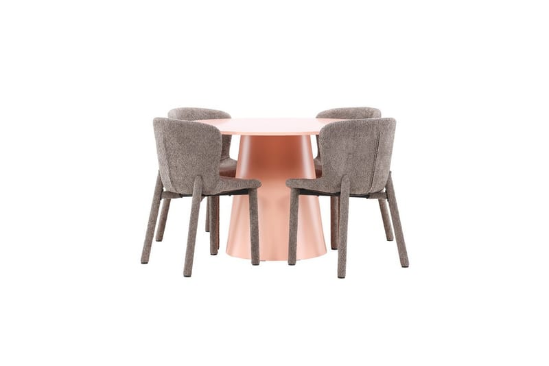 Matgrupp Lanzo Runt 120 cm Rosa med 4st Astoria Stolar Brun - Brun - Möbler - Bord & matgrupp - Matgrupp