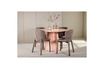 Matgrupp Lanzo Runt 120 cm Rosa med 4st Astoria Stolar Brun - Brun - Möbler - Bord & matgrupp - Matgrupp
