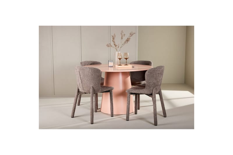 Matgrupp Lanzo Runt 120 cm Rosa med 4st Astoria Stolar Brun - Brun - Möbler - Bord & matgrupp - Matgrupp