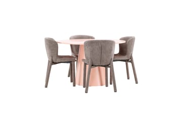 Matgrupp Lanzo Runt 120 cm Rosa med 4st Astoria Stolar Brun - Brun - Möbler - Bord & matgrupp - Matgrupp
