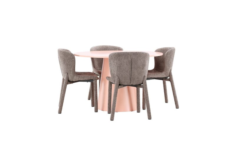 Matgrupp Lanzo Runt 120 cm Rosa med 4st Astoria Stolar Brun - Brun - Möbler - Bord & matgrupp - Matgrupp