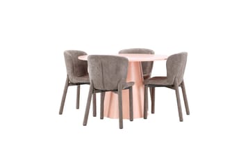 Matgrupp Lanzo Runt 120 cm Rosa med 4st Astoria Stolar Brun - Brun - Möbler - Bord & matgrupp - Matgrupp
