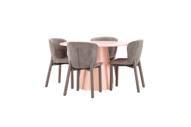 Matgrupp Lanzo Runt 120 cm Rosa med 4st Astoria Stolar Brun - Brun - Möbler - Bord & matgrupp - Matgrupp