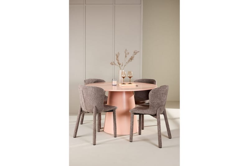 Matgrupp Lanzo Runt 120 cm Rosa med 4st Astoria Stolar Brun - Brun - Möbler - Bord & matgrupp - Matgrupp